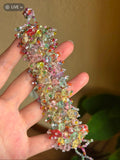 Spring/Summer "Dopamine-style" colorful woven bracelet featuring faux crushed-stone crystals—a sweet, unique, and stylish accessory.
