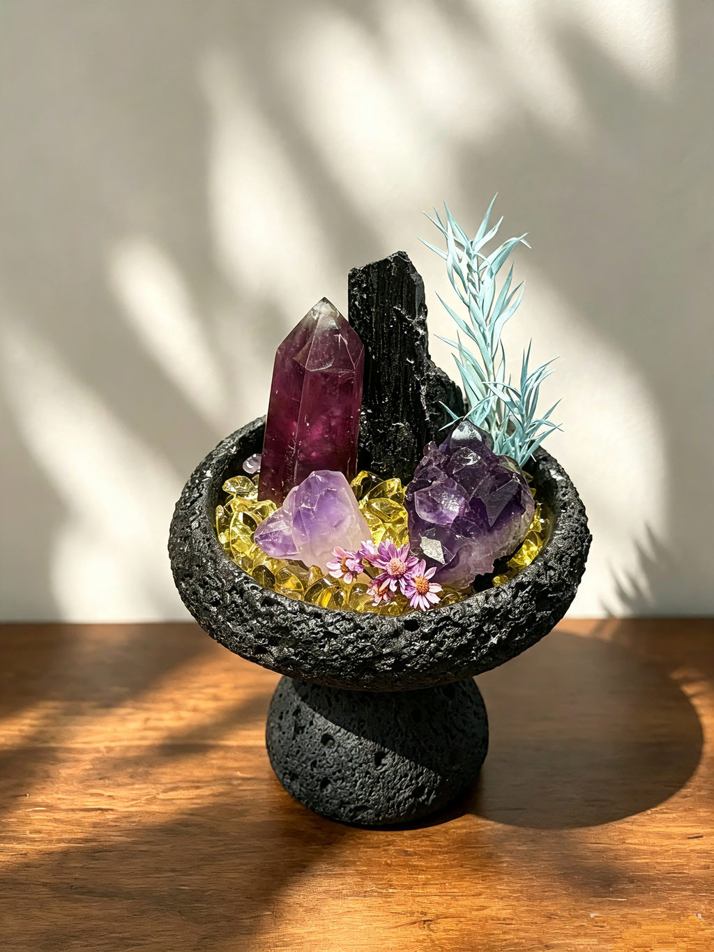 Amethyst & Black Tourmaline Crystal Garden