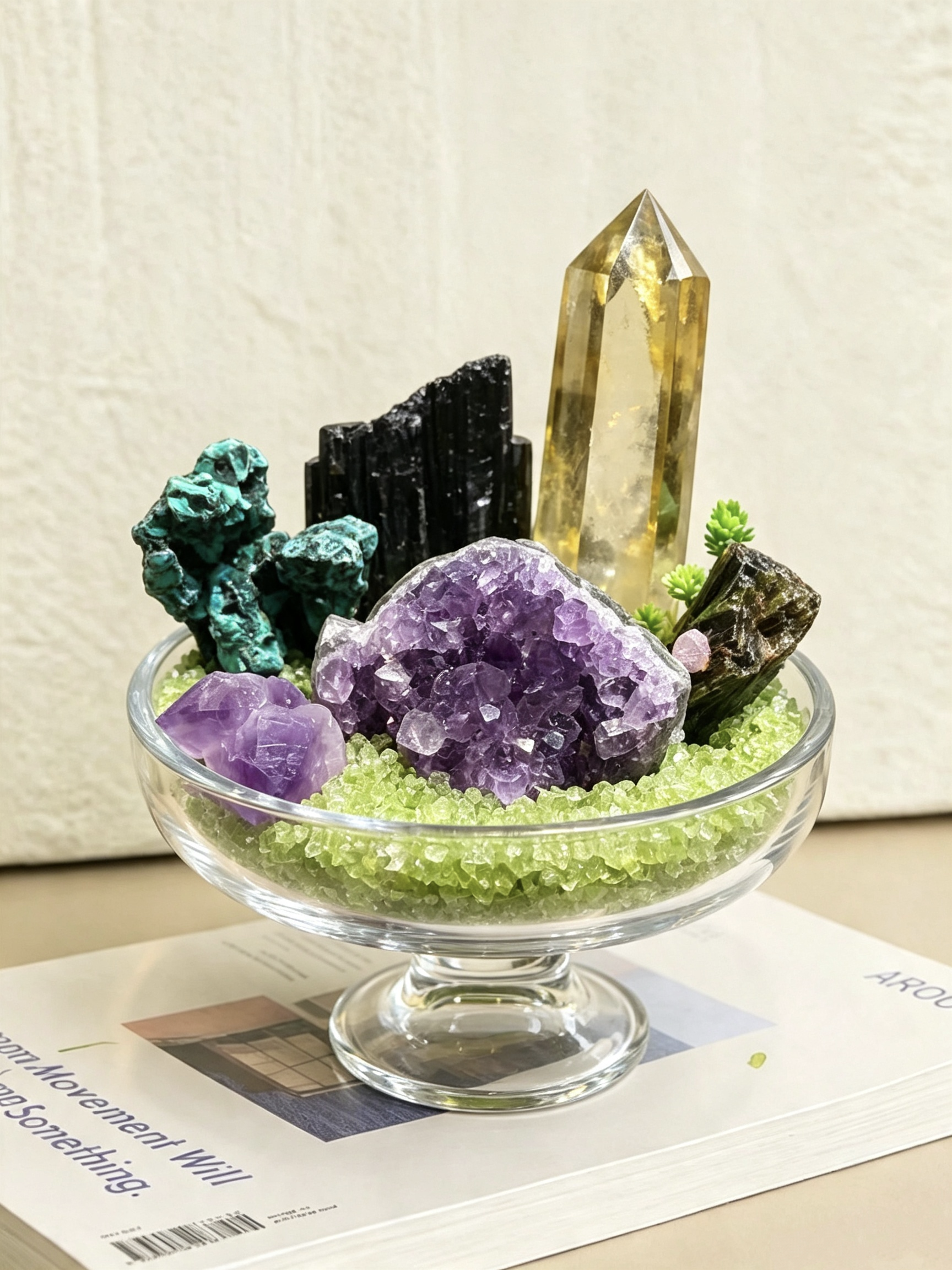 Mixed Natural Crystal Glass Bowl Decor