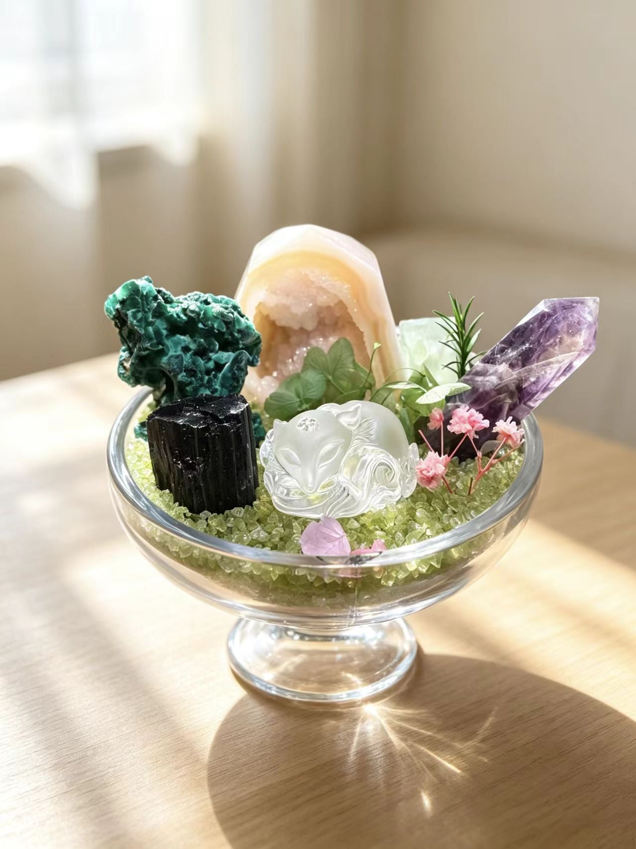 Elegant Fox Crystal Mini Garden Arrangement