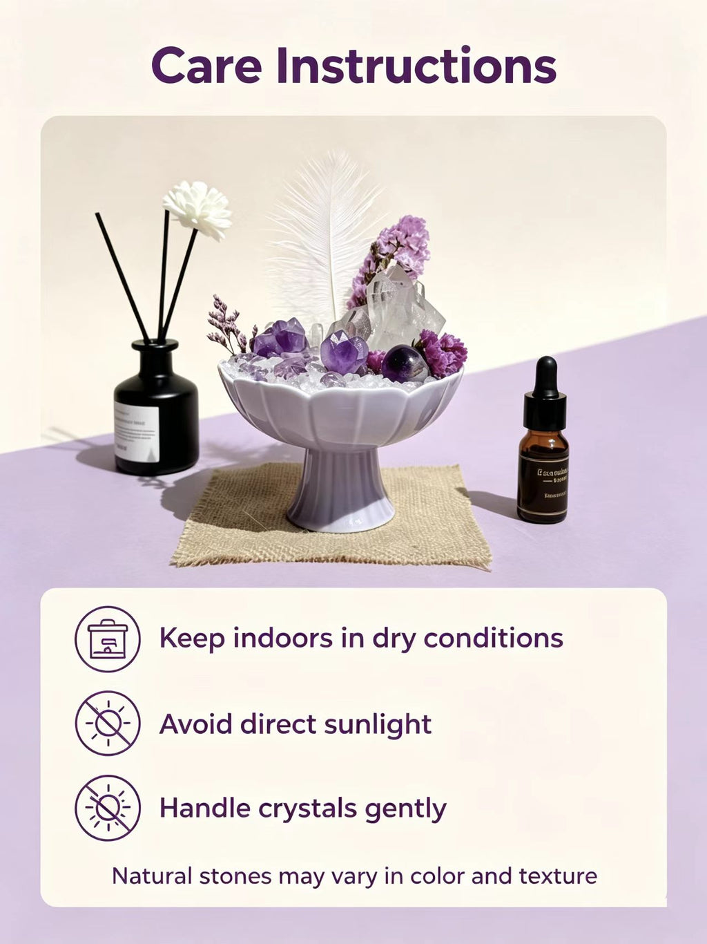 Lavender Serenity AmethystCrystal Arrangement