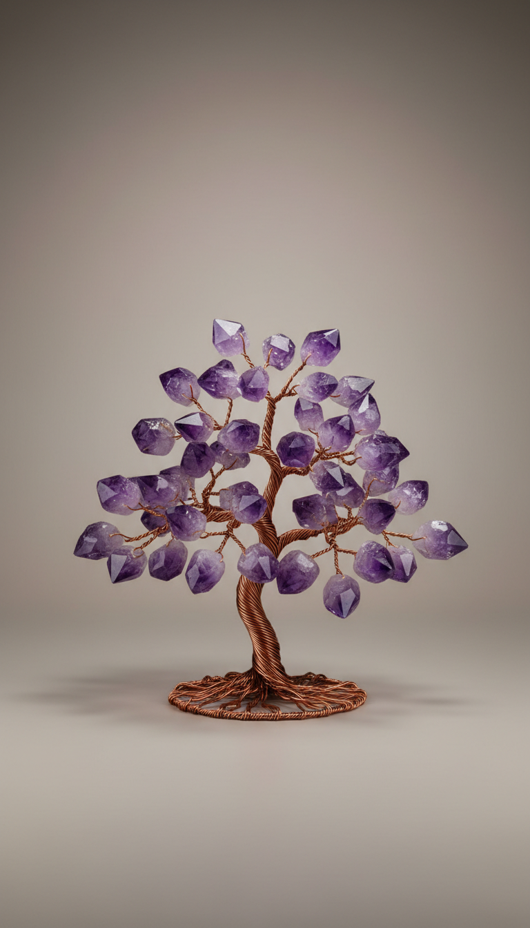 Amethyst Crystal Bonsai With Natural Stone Base